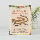 Vakantie Ontbijt Kerstmis uitnodiging (Staand voorkant)