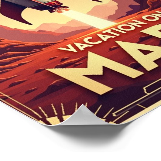 Vakantie op Mars: 1963 Retro Space Travel Poster (Hoek)