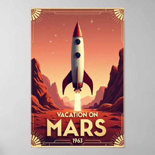 Vakantie op Mars: 1963 Retro Space Travel Poster (Voorkant)