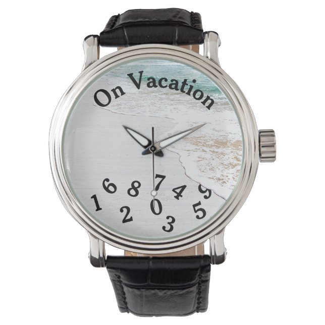 Vakantie op witgekalkt hout horloge (Voorkant)