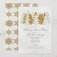 Vakantie Open Huis Boom Sneeuwvlok Uitnodiging