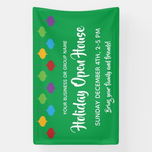 Vakantie Open Huis Kerst Ornamenten Spandoek (Verticaal)