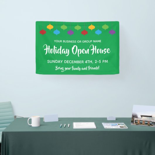 Vakantie Open Huis Kerst Ornamenten Spandoek (Beurs)