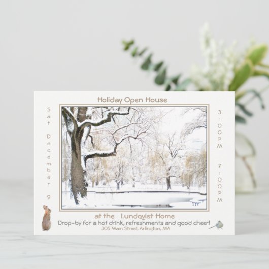 Vakantie open huis uitnodiging: kaart (Staand voorkant)