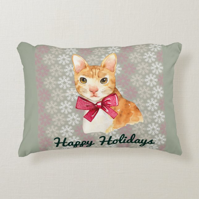 Vakantie Oranje Tabby Accent Kussen (Voorkant)