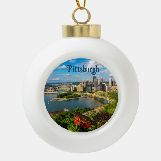 Vakantie Ornament— Geweldige foto van Pittsburgh Keramische Bal Ornament (Voorkant)
