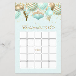 Vakantie Ornament Kerst Bingo Spel Aqua Flyer