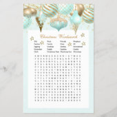 Vakantie Ornament Kerst Bingo Spel Aqua Flyer (Achterkant)