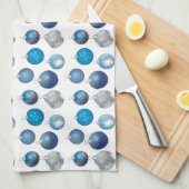 Vakantie ornament keukenhanddoek - blauw (Quarter Fold)