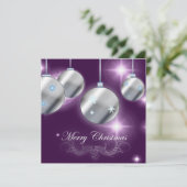 Vakantie ornament Paarse kerst Kaart (Staand voorkant)