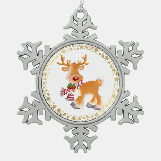 Vakantie Ornament-Rudolph Tin Sneeuwvlok Ornament (Voorkant)