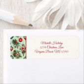  vakantie Ornamenten, Bloemen Kerstmis Adres Etiket (Insitu)