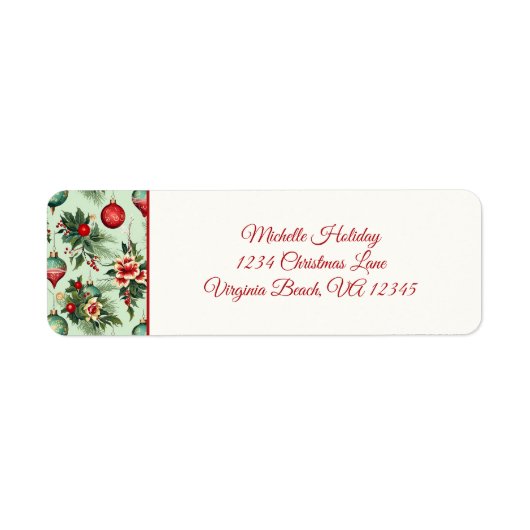  vakantie Ornamenten, Bloemen Kerstmis Adres Etiket (Voorkant)