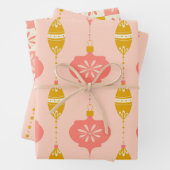 Vakantie Ornamenten en kralen trio cadeau wrap Inpakpapier Vel (In situ)