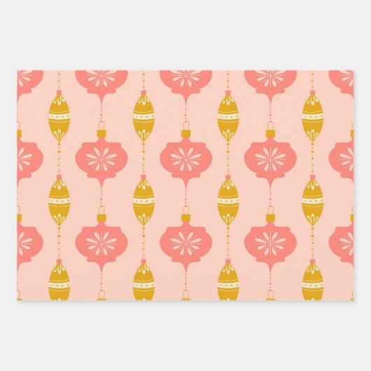 Vakantie Ornamenten en kralen trio cadeau wrap Inpakpapier Vel (Voorkant)