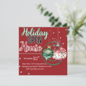 Vakantie Ornamenten Open Huis in rood en groen Kaart (Staand voorkant)