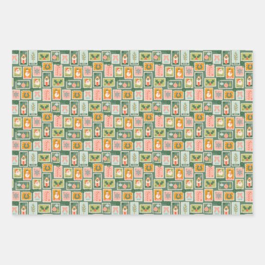 Vakantie Ornamenten, Sinterklaas en postzegels Inpakpapier Vel (Voorkant 3)