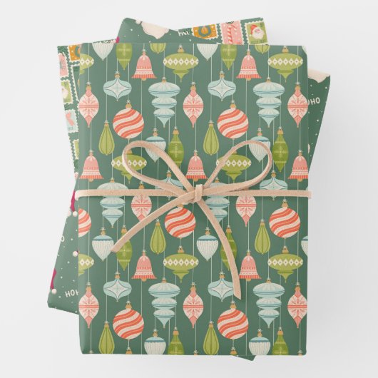 Vakantie Ornamenten, Sinterklaas en postzegels Inpakpapier Vel (In situ)