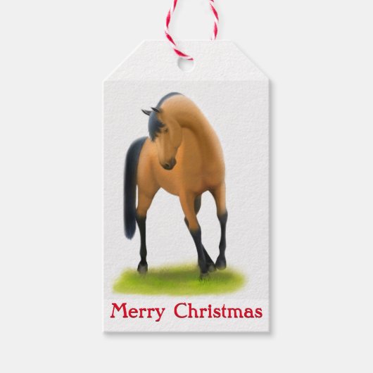 Vakantie Paarden Kerstcadeau Tags Cadeaulabel (Voorkant)