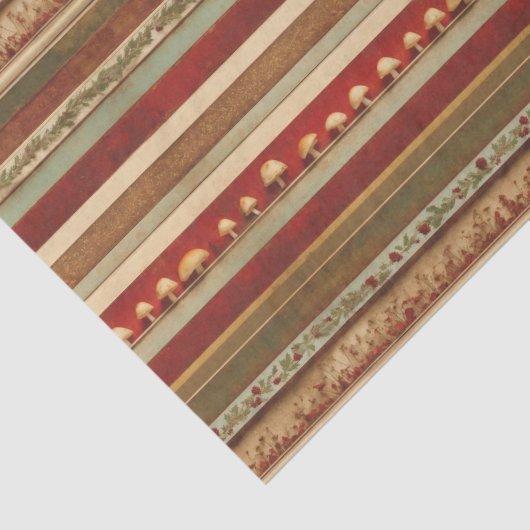 Vakantie Paddenstoel Holly Stripe Rood Neutraal Tissuepapier (Detail)