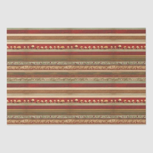 Vakantie Paddenstoel Holly Stripe Rood Neutraal Tissuepapier (Voorkant)
