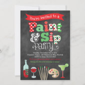 Vakantie Paint en Sip Wijn en Schilderuitnodiging Kaart (Voorkant)