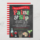 Vakantie Paint en Sip Wijn en Schilderuitnodiging Kaart (Voorkant / Achterkant)