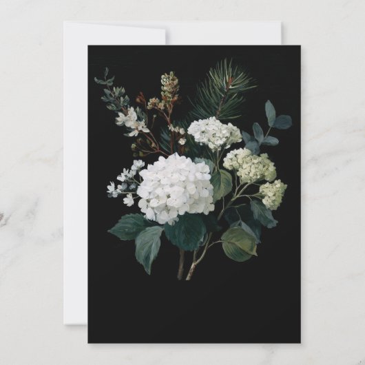Vakantie Painterly Hydrangea Winter Wedding Kaart (Achterkant)