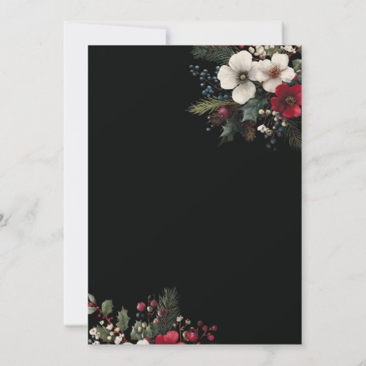 Vakantie Painterly Winter Bouquet Wedding Kaart (Achterkant)