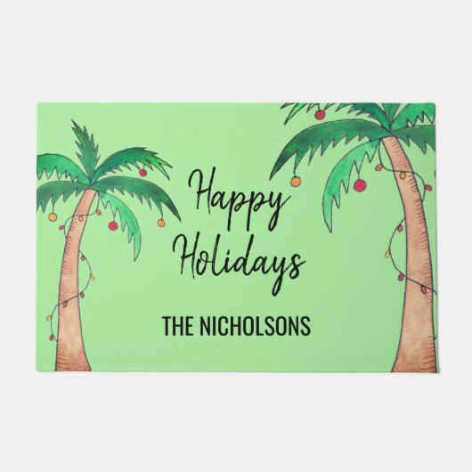 Vakantie palmbomen gepersonaliseerd deurmat (Voorkant)