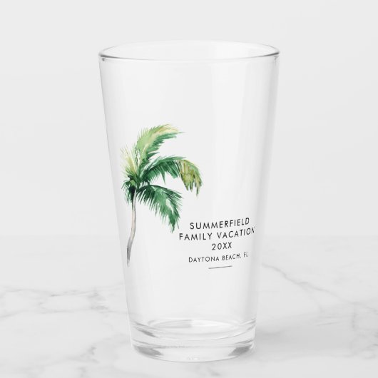Vakantie palmboomfamilie Aangepast Glas (Voorkant)