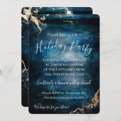 Vakantie partij blauw & goud kaart (Voorkant / Achterkant)