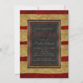 Vakantie Partij Moderne Rode Marmer & Gouden Kerst Kaart (Voorkant)