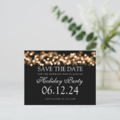 Vakantie partij Save the Date Gold Bokeh Lights Aankondigingskaart (Staand voorkant)