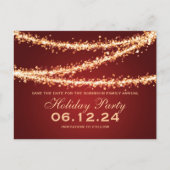Vakantie partij Save the Date Gold String Lights Aankondigingskaart (Voorkant)
