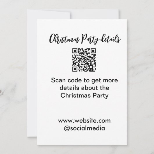 Vakantie partij Scan QR code details website socia Kaart (Voorkant)