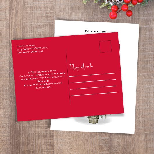 Vakantie partij Waterverf kerstboom Feestdagenkaart