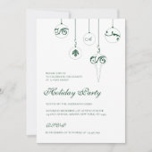 Vakantie Party Groen Monogram Bauble Ornamenten Kaart (Voorkant)