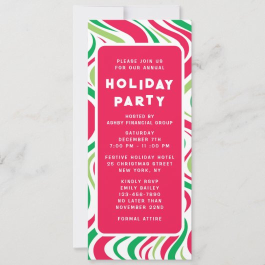 Vakantie Party Groovy Corporate Kerstfeest Kaart (Voorkant)