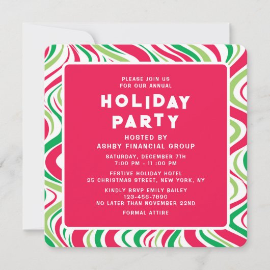 Vakantie Party Groovy Corporate Kerstfeest Kaart (Voorkant)