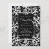 Vakantie Party Modern Zwart & Wit Sneeuwvlokken Kaart (Voorkant)