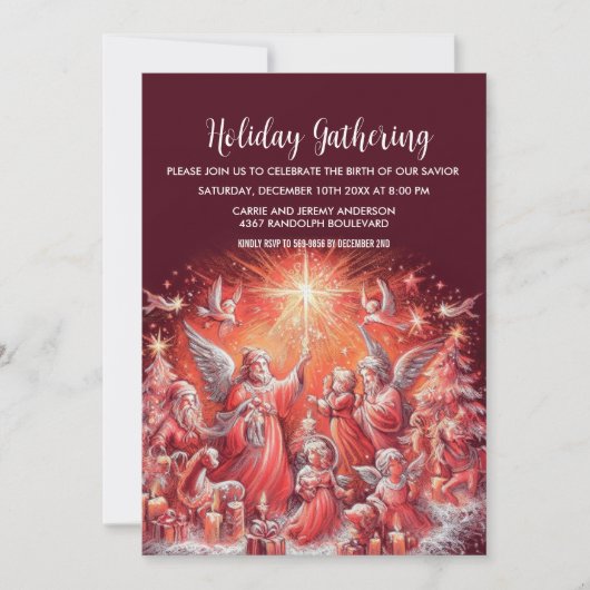 Vakantie Party Pastel Tekening Kerstengelen Kaart (Voorkant)