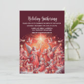 Vakantie Party Pastel Tekening Kerstengelen Kaart (Staand voorkant)