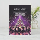 Vakantie Party Pastel Tekening Paarse Kaart (Staand voorkant)