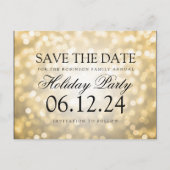Vakantie Party Save the Date Gold Glitter Lights Aankondigingskaart (Voorkant)