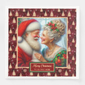 Vakantie Party Servetten Rood Goud Groen Claus Des (Voorkant)