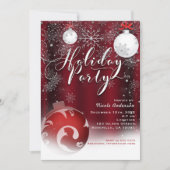 Vakantie Party Snowflake Rood Zilver Ornamenten Kaart (Voorkant)