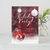 Vakantie Party Snowflake Rood Zilver Ornamenten Kaart (Staand voorkant)