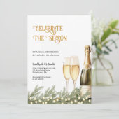 Vakantie Party uitnodiging Bubble Champagne (Staand voorkant)