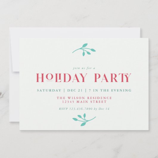 Vakantie Party Uitnodiging Kerstfeest Uitnodigen (Voorkant)